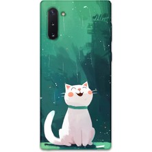 Gramaphone Galaxy Note 10 Uyumlu Kedi Desenli Telefon Kılıfı + Ekran Koruyucu - 5781