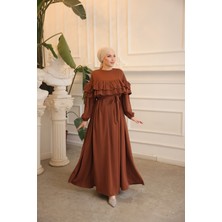 Nissra Ankanoor Taba Çift Fırfırlı Salaş Elbise ANKA255068