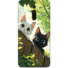 Gramaphone Xiaomi Mi 9t Uyumlu Kedi Desenli Telefon Kılıfı + Ekran Koruyucu - 5785