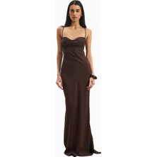 Because Of Alice Ruched Chiffon Maxi Dress Kadın Elbise