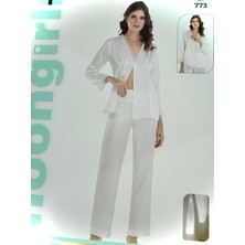 Umestyle Moongirl 2'li Saten Beyaz Brid Pijama Takımı