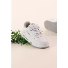 Ayakcity Unisex Kız Erkek Çocuk Cırtlı Basket 4 Mevsim Günlük Spor - Beyaz - 30