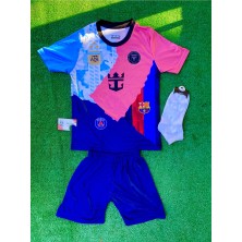 FRAGOLA Messi 10 Şortlu Çocuk Özel Tasarım Tüm Klüpler T-Shirt