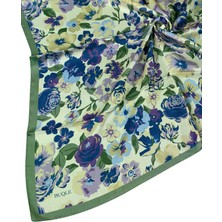 Mim Eşarp ve Şal Buqle Jan Jan Çiçek Desenli Saten Eşarp - 100X100 cm