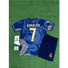 FRAGOLA Real Madrid Cristiano Ronaldo Lacivert Dragon Desenli Çocuk Forması 4'lü Set (Armalı)