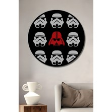 Teona Ahşap Çerçeve Görünümlü Stormtrooper Darth Vader Ahşap Mdf Dekoratif Tablo Yuvarlak Tablo
