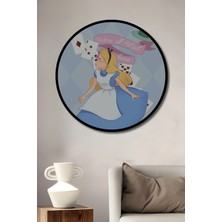 Teona Ahşap Çerçeve Görünümlü Alice Harikalar Diyarında Dekoratif Ahşap Mdf Tablo Yuvarlak Tablo