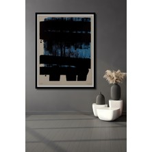 Teona Ahşap Çerçeve Görünümlü Soyut Sanat Siyah Mavi Dekoratif Ahşap Mdf Tablo Dikdörtgen Tablo