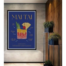 Teona Ahşap Çerçeve Görünümlü Mai Tai Egzotik Kokteyl Ahşap Mdf Dekoratif Tablo Dikdörtgen Tablo
