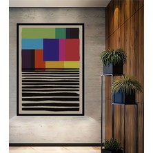 Teona Ahşap Çerçeve Görünümlü Renkli Geometrik Soyut Ahşap Mdf Dekoratif Tablo Dikdörtgen Tablo
