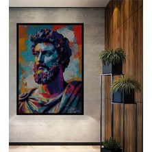 Teona Ahşap Çerçeve Görünümlü Antik Roma Büstü Renkli Dekoratif Ahşap Mdf Tablo Dikdörtgen Tablo