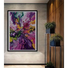 Teona Ahşap Çerçeve Görünümlü Abstrakt Renk Patlaması Dekoratif Ahşap Mdf Tablo Dikdörtgen Tablo