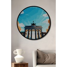 Teona Ahşap Çerçeve Görünümlü Berlin Brandenburg Kapısı Ahşap Mdf Dekoratif Tablo Yuvarlak Tablo