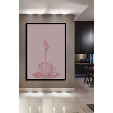 Teona Ahşap Çerçeve Görünümlü Lotus Çiçeği ve Balerin Dekoratif Ahşap Mdf Tablo Dikdörtgen Tablo