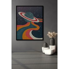 Teona Ahşap Çerçeve Görünümlü Rüya Gibi Gezegen Yolu Ahşap Mdf Dekoratif Tablo Dikdörtgen Tablo
