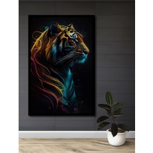 Teona Ahşap Çerçeve Görünümlü Etkileyici Kaplan Renkli Ahşap Mdf Dekoratif Tablo Dikdörtgen Tablo