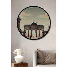 Teona Ahşap Çerçeve Görünümlü Berlin Brandenburg Kapısı Ahşap Mdf Dekoratif Tablo Yuvarlak Tablo