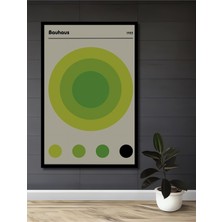 Teona Ahşap Çerçeve Görünümlü Bauhaus Yeşil Daireler Dekoratif Ahşap Mdf Tablo Dikdörtgen Tablo