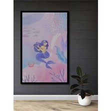 Teona Ahşap Çerçeve Görünümlü Denizkızı ve Mercanlar Ahşap Mdf Dekoratif Tablo Dikdörtgen Tablo