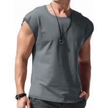 Amor Man Büyük Beden Özel Tasarım Baskısız Düz Renk %100 Pamuk Ter Tutmayan Modern Üretim Kolsuz Erkek T-Shırt