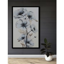 Teona Ahşap Çerçeve Görünümlü Beyaz Çiçekler Elegan Dekoratif Ahşap Mdf Ev Duvar Tablo Dikdörtgen Ev Duvar Tablo