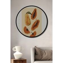 Teona Ahşap Çerçeve Görünümlü Papaya Tropikal Meyve Dekoratif Ahşap Mdf Ev Duvar Tablo Yuvarlak Ev Duvar Tablo