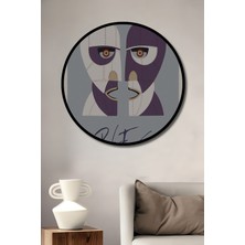 Teona Ahşap Çerçeve Görünümlü Pink Floyd Soyut Yüzler Dekoratif Ahşap Mdf Ev Duvar Tablo Yuvarlak Ev Duvar Tablo