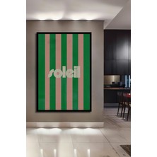 Teona Ahşap Çerçeve Görünümlü Retro Çizgili Soleil Ahşap Mdf Dekoratif Ev Duvar Tablo Dikdörtgen Ev Duvar Tablo