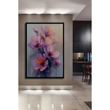 Teona Ahşap Çerçeve Görünümlü Pastel Pembe Çiçekler Dekoratif Ahşap Mdf Ev Duvar Tablo Dikdörtgen Ev Duvar Tablo