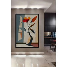 Teona Ahşap Çerçeve Görünümlü Modern Çiçek Desenli Dekoratif Ahşap Mdf Ev Duvar Tablo Dikdörtgen Ev Duvar Tablo