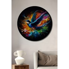 Teona Ahşap Çerçeve Görünümlü Efsanevi Renk Patlaması Dekoratif Ahşap Mdf Ev Duvar Tablo Yuvarlak Ev Duvar Tablo