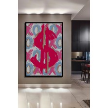 Teona Ahşap Çerçeve Görünümlü Renkli Dolar Sembolü Dekoratif Ahşap Mdf Ev Duvar Tablo Dikdörtgen Ev Duvar Tablo