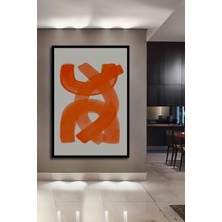 Teona Ahşap Çerçeve Görünümlü Soyut Sanat Turuncu Ahşap Mdf Dekoratif Ev Duvar Tablo Dikdörtgen Ev Duvar Tablo