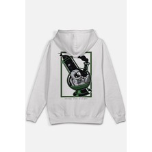 Overoz Bong Astronot Sırt Baskılı Kapüşonlu Oversize Sweatshirt Ekru Hoodie H1198