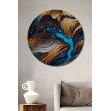 Teona Ahşap Altın Mavi Soyut Sanat Ahşap Mdf Dekoratif Ev/işyeri Duvar Tablo Yuvarlak Ev/işyeri Duvar Tablo