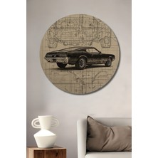 Teona Ahşap Klasik Araba Teknik Çizim Dekoratif Ahşap Mdf Ev/işyeri Duvar Tablo Yuvarlak Ev/işyeri Duvar Tablo