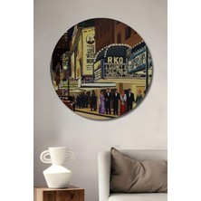 Teona Ahşap New York City Gece Işıkları Dekoratif Ahşap Mdf Işyeri Duvar Tablo Yuvarlak Işyeri Duvar Tablo