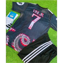 Feel Style Vini Jr. 2024/24 Sezonu Dragon Desenli Konsept Çocuk Forması 4'lü Set (Black-Red)
