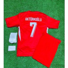 Feel Style Türkiye Euro 2024 Kerem Aktürkoğlu Kırmızı Çocuk Forması 4'lü Set (Red)