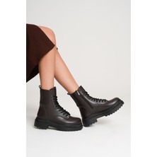 Mevese Anco Özel Tasarım Kışlık Acı Kahve Kalın Tabanlı Kadın Bot