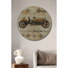 Teona Ahşap Vintage Otomobil Çizim Dekoratif Ahşap Mdf Ev/işyeri Duvar Tablo Yuvarlak Ev/işyeri Duvar Tablo
