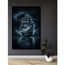 Teona Ahşap Çerçeve Görünümlü Hayalet Gemi Dekoratif Ahşap Mdf Ev Duvar Tablo Dikdörtgen Ev Duvar Tablo