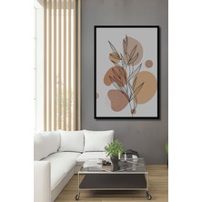 Teona Ahşap Çerçeve Görünümlü Modern Çizgisel Soyut Bitki Ahşap Mdf Dekoratif Tablo Dikdörtgen Tablo