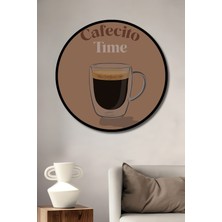 Teona Ahşap Çerçeve Görünümlü Kahve Keyfi Dekoratif Ahşap Mdf Işyeri Duvar Tablo Yuvarlak Işyeri Duvar Tablo