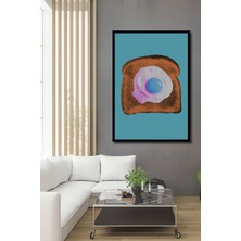 Teona Ahşap Çerçeve Görünümlü Ekmek Üzerinde Neon Yumurta Dekoratif Ahşap Mdf Tablo Dikdörtgen Tablo