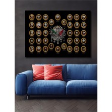 Teona Ahşap Çerçeve Görünümlü Osmanlı Imparatorları Portreleri Dekoratif Ahşap Mdf Tablo Dikdörtgen Tablo