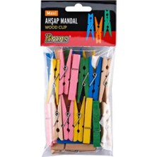 Brons Renkli Ahşap Mandal Büyük 24LÜ - 3 Paket