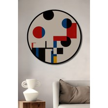 Teona Ahşap Çerçeve Görünümlü Bauhaus Tarzı Dekoratif Ahşap Mdf Ev Duvar Tablo Yuvarlak Ev Duvar Tablo