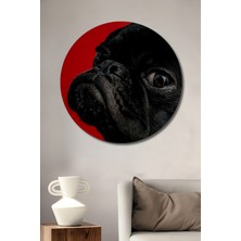 Teona Ahşap Siyah Pug Ahşap Mdf Dekoratif Ev/işyeri Duvar Tablo Yuvarlak Ev/işyeri Duvar Tablo
