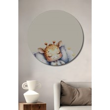 Teona Ahşap Sevimli Zürafa Rüya Dünyası Ahşap Mdf Dekoratif Işyeri Duvar Tablo Yuvarlak Işyeri Duvar Tablo